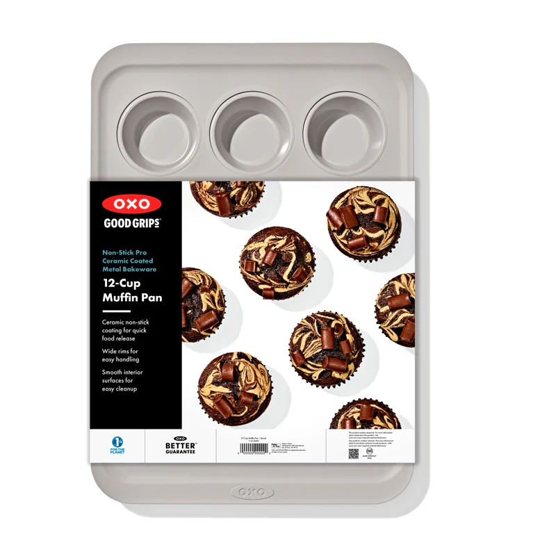 OXO Non-Stick Pro Ceramic Coated Metal Bakeware 12 Cup Muffin Pan – Storm Blue - Image 5