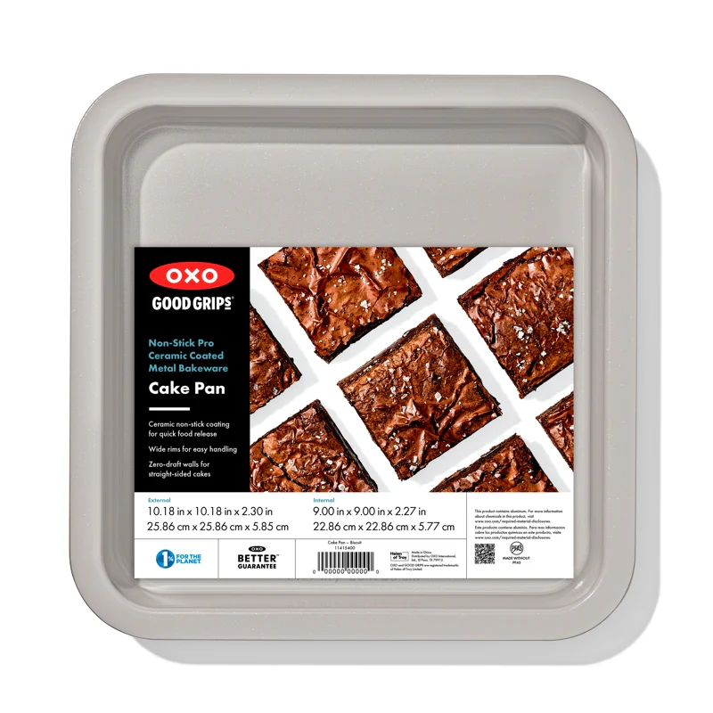 OXO Non-Stick Pro Ceramic Coated Metal Bakeware 9” Square Cake Pan – Storm Blue - Image 6
