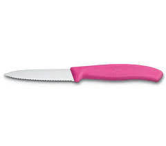 Paring Knife 3.25" / 8cm Serrated, Spear Tip - Pink