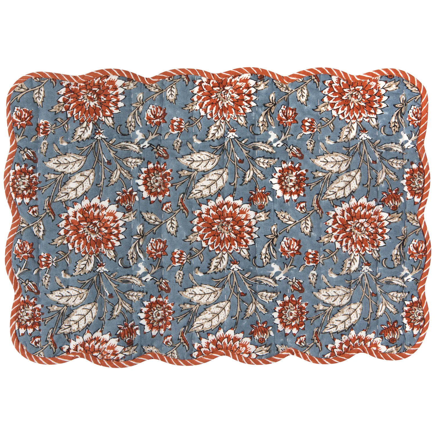 Placemat - Dahlia Block Print Kantha