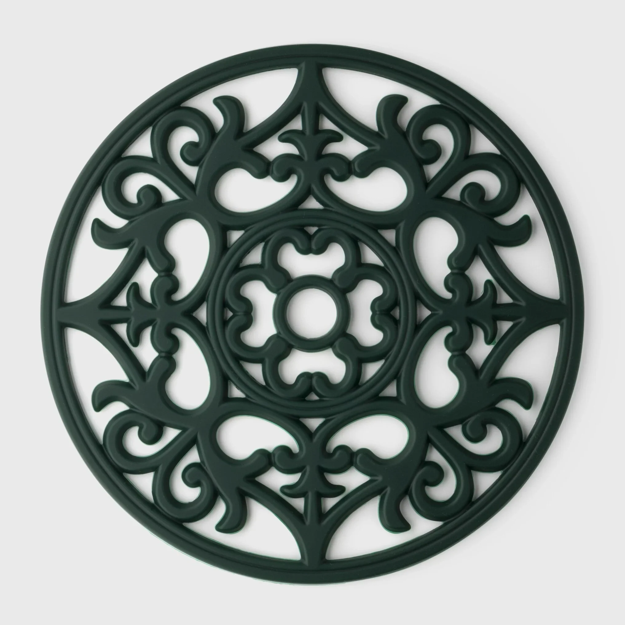 Round Vintage Silicone Trivet - Racing Green - Image 2