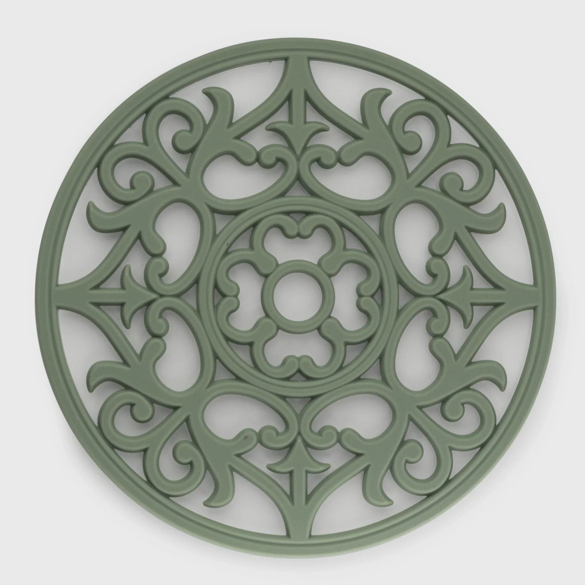 Round Vintage Silicone Trivet - Sage - Image 2