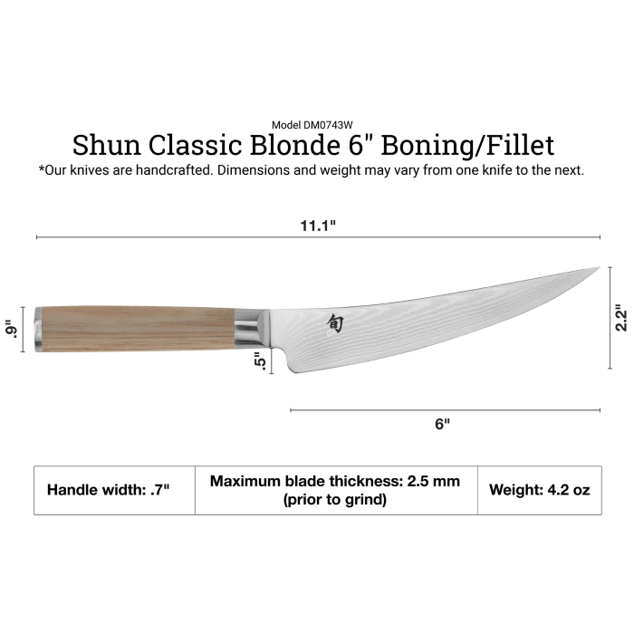 Shun Blonde Classic Curved Boning & Filet Knife 6" - Image 2