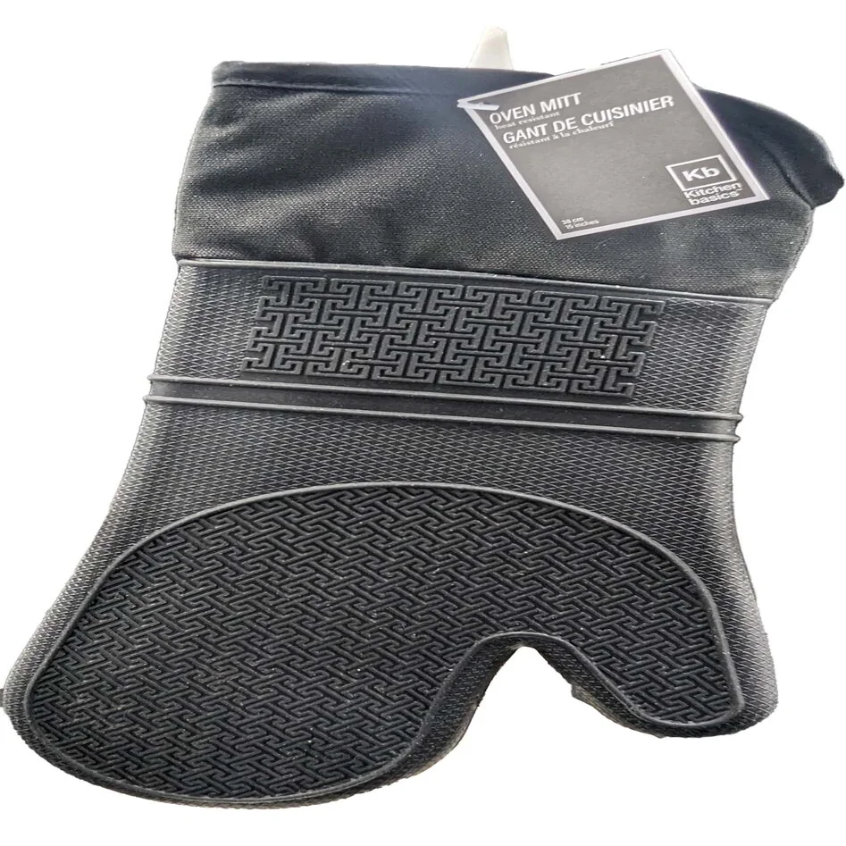 Silicone Oven Mitt Long with Cuff - Black - Image 2