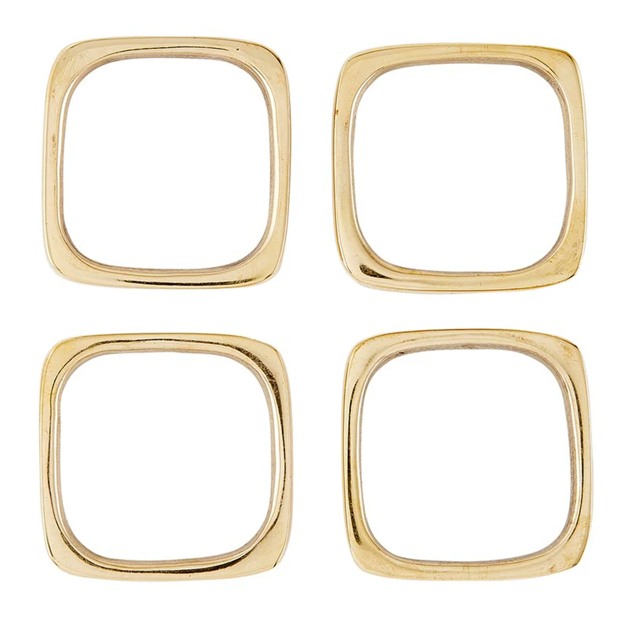 Square Brass Napkin Rings S/4 - Image 2