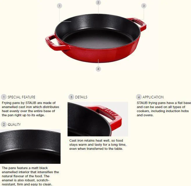 Staub 10"/26cm Double Handled Fry Pan - Graphite Grey - Image 3