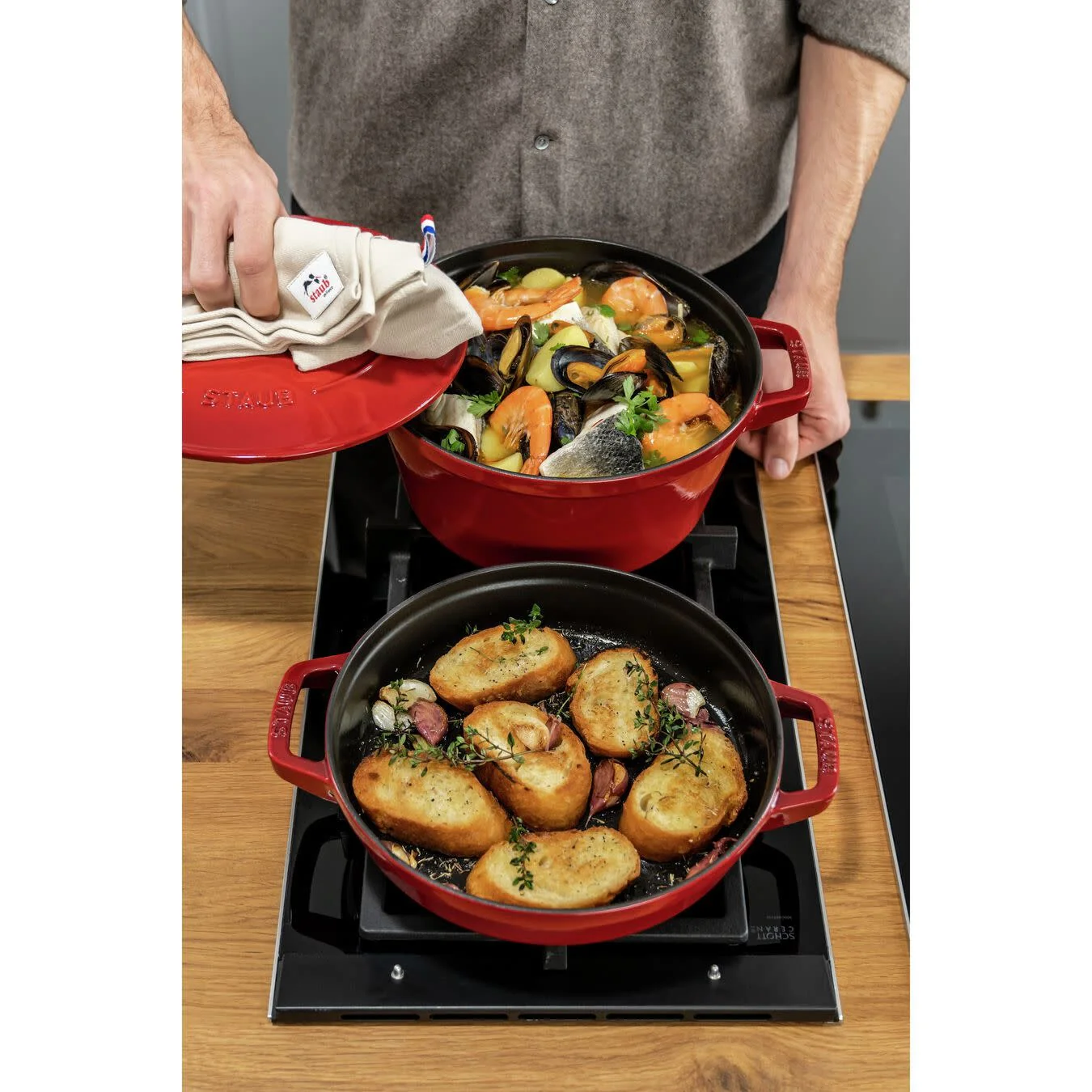 Staub 3pc Stackable Set 24cm - Cherry - Image 5