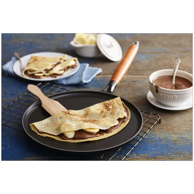 Staub Crepe Pan 11"/28CM Black with Wooden Handle *On Sale* - Image 3