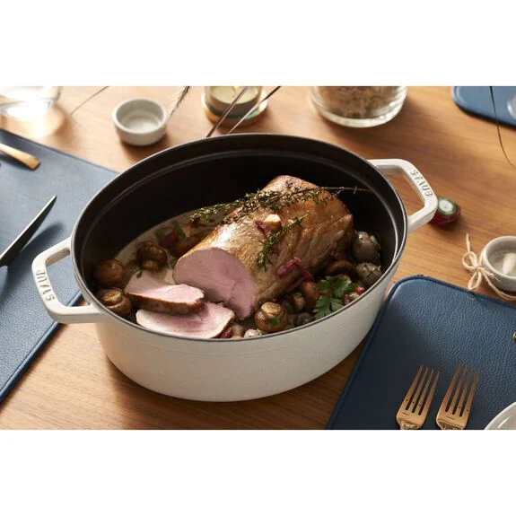 Staub Oval 5.5L / 5.8-Qt White Truffle Cocotte - Image 2