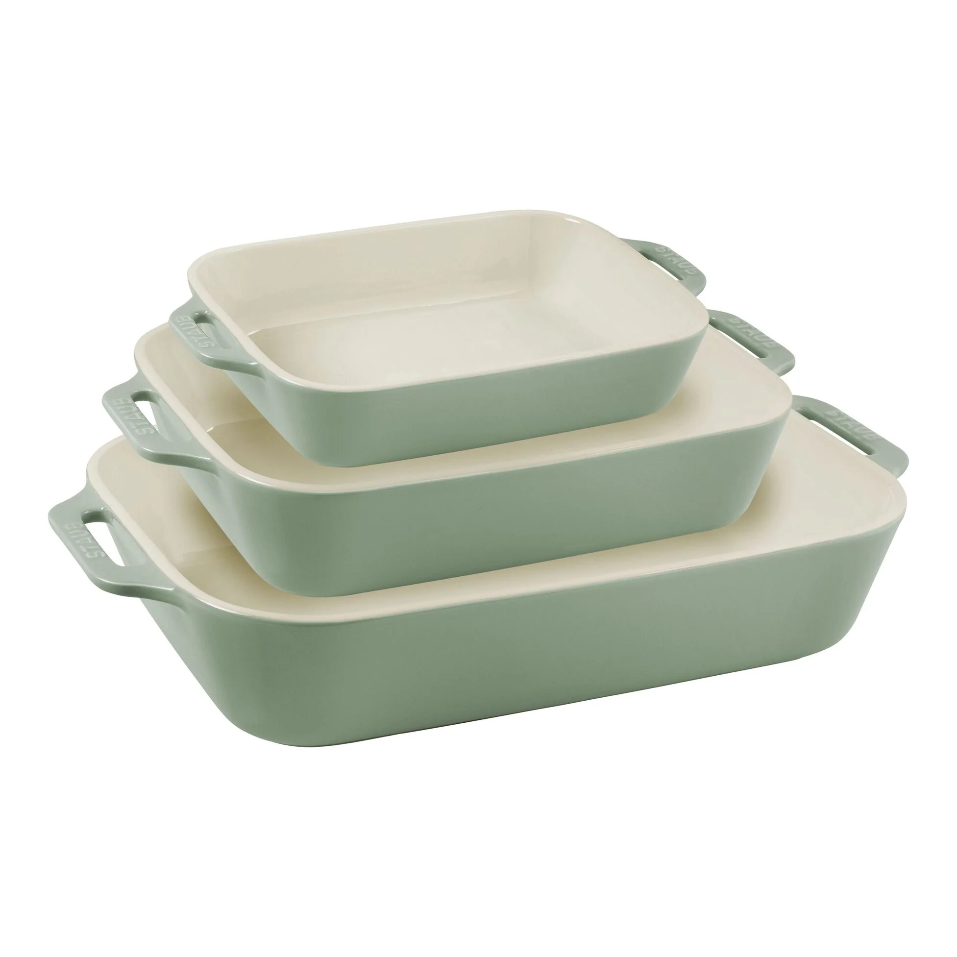 Staub Rectangular Ceramic Baker Set 3 Piece - Eucalyptus *On Sale*
