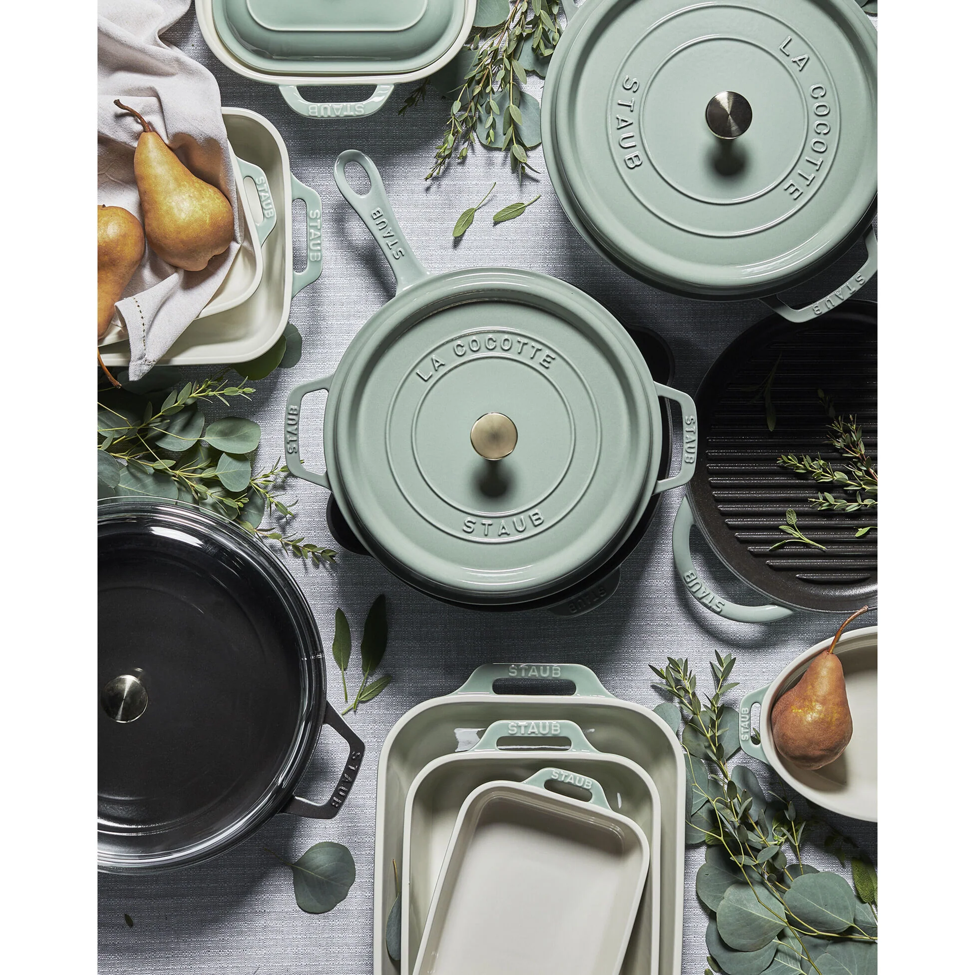 Staub Rectangular Ceramic Baker Set 3 Piece - Eucalyptus *On Sale* - Image 2