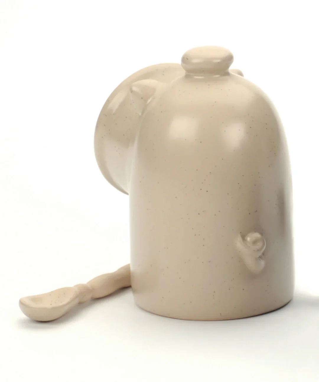 Stoneware Salt Pig w/spoon Oat - Image 5