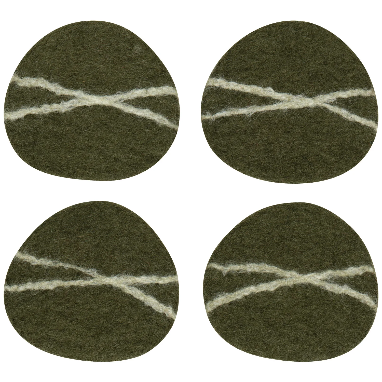 Striato Felt Wool Coasters S/4 - Olive Branch