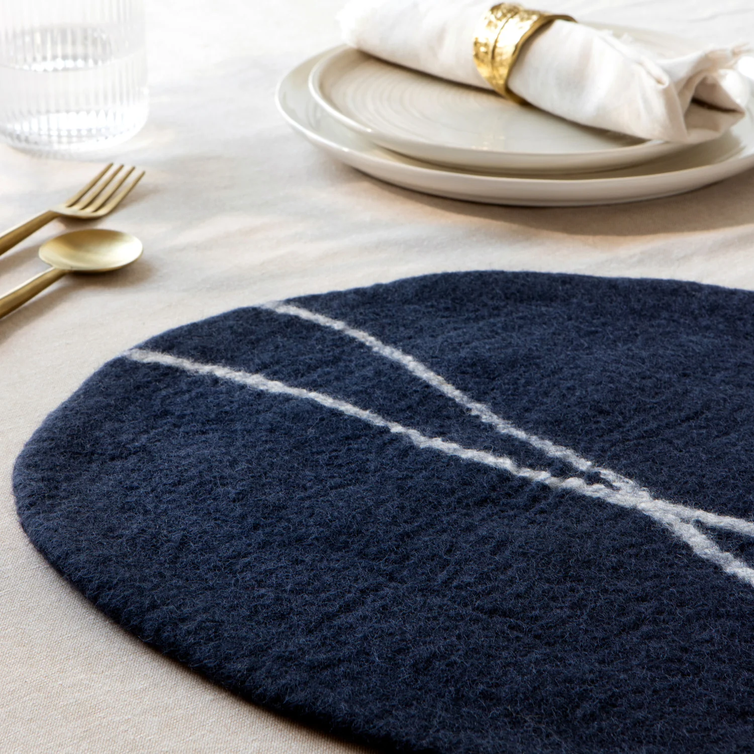 Striato Felt Wool Placemat - Midnight - Image 2