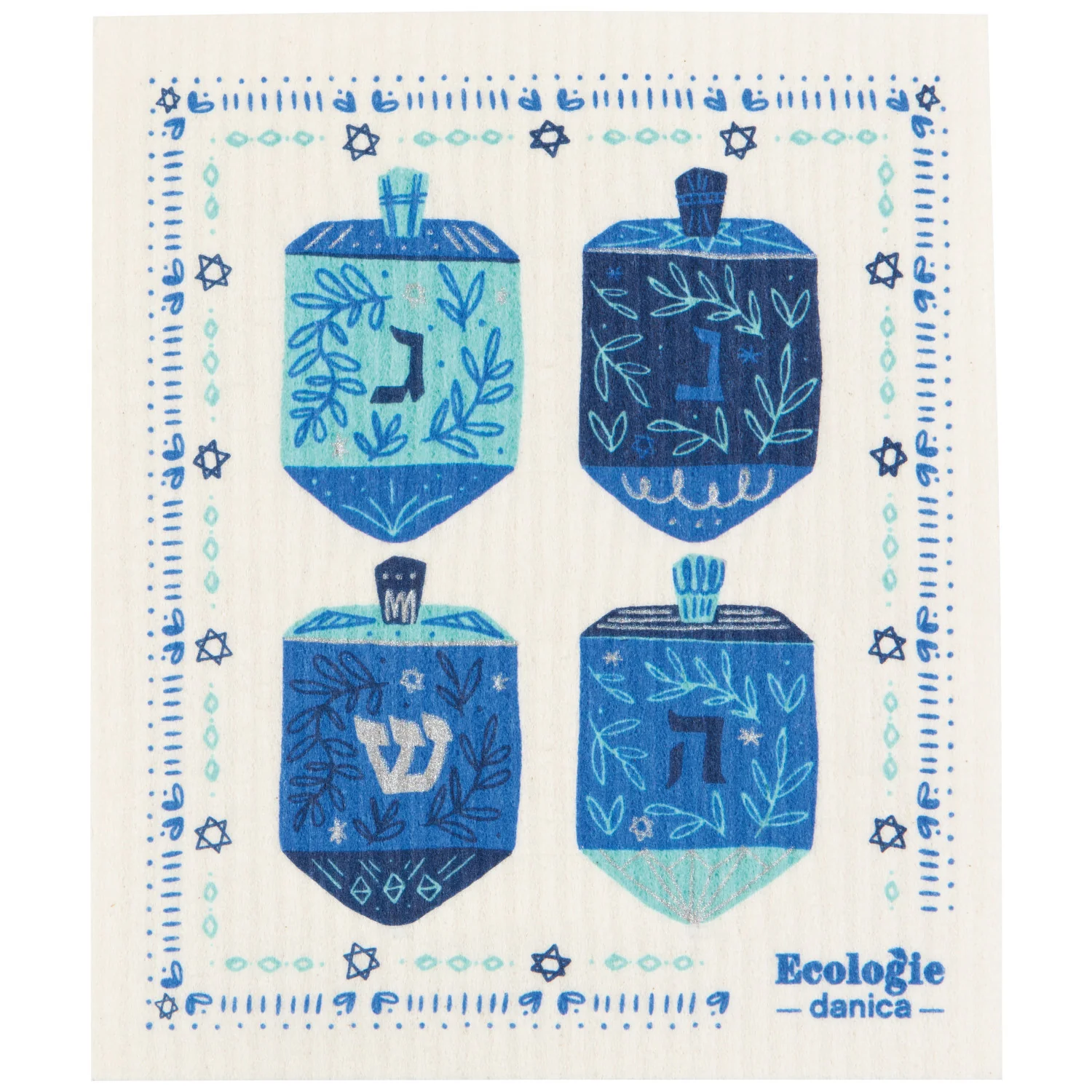 Swedish Dishcloth - Dreidels Hanukkah