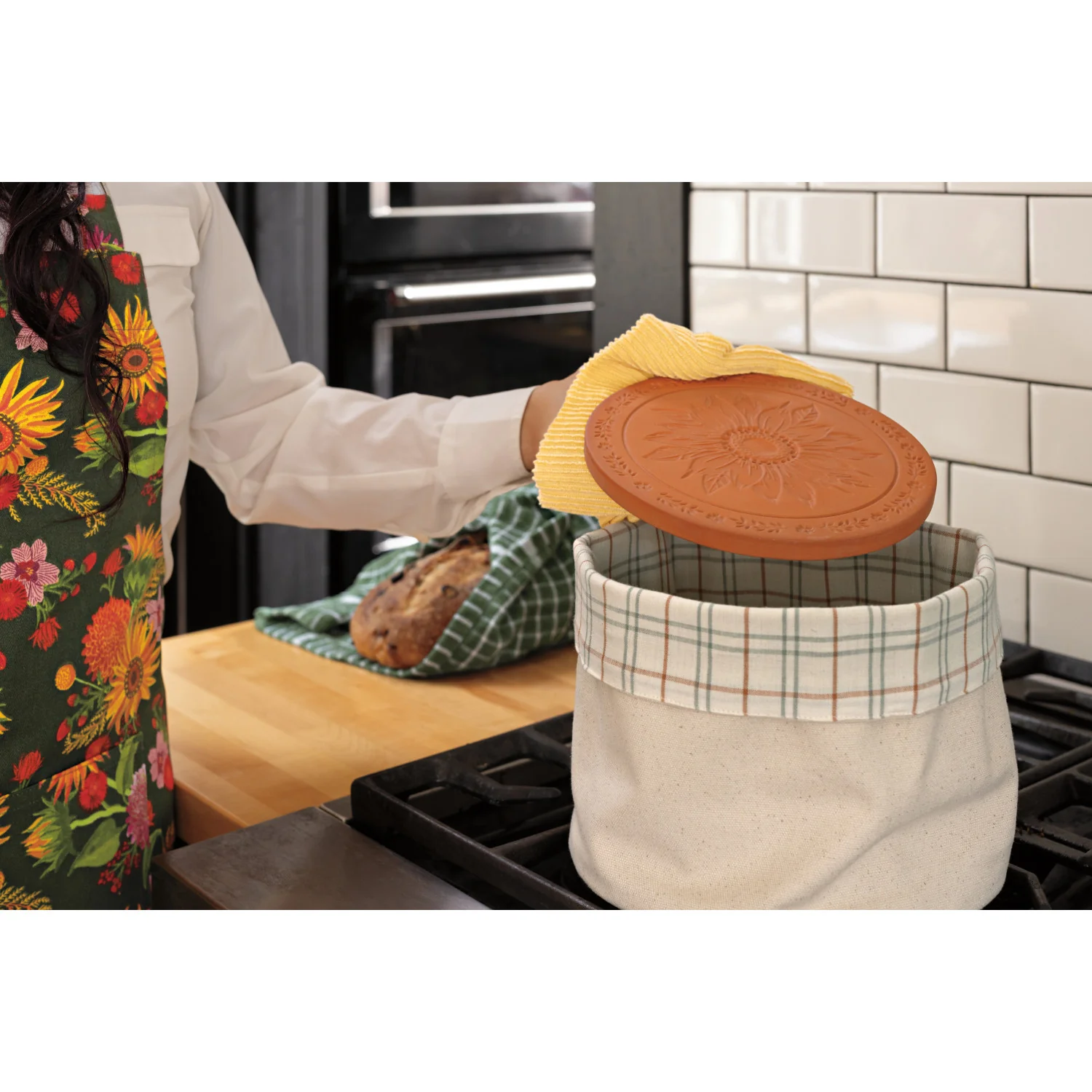 Terracotta Bread Warming Stone - Sunflower Splendor - Image 2