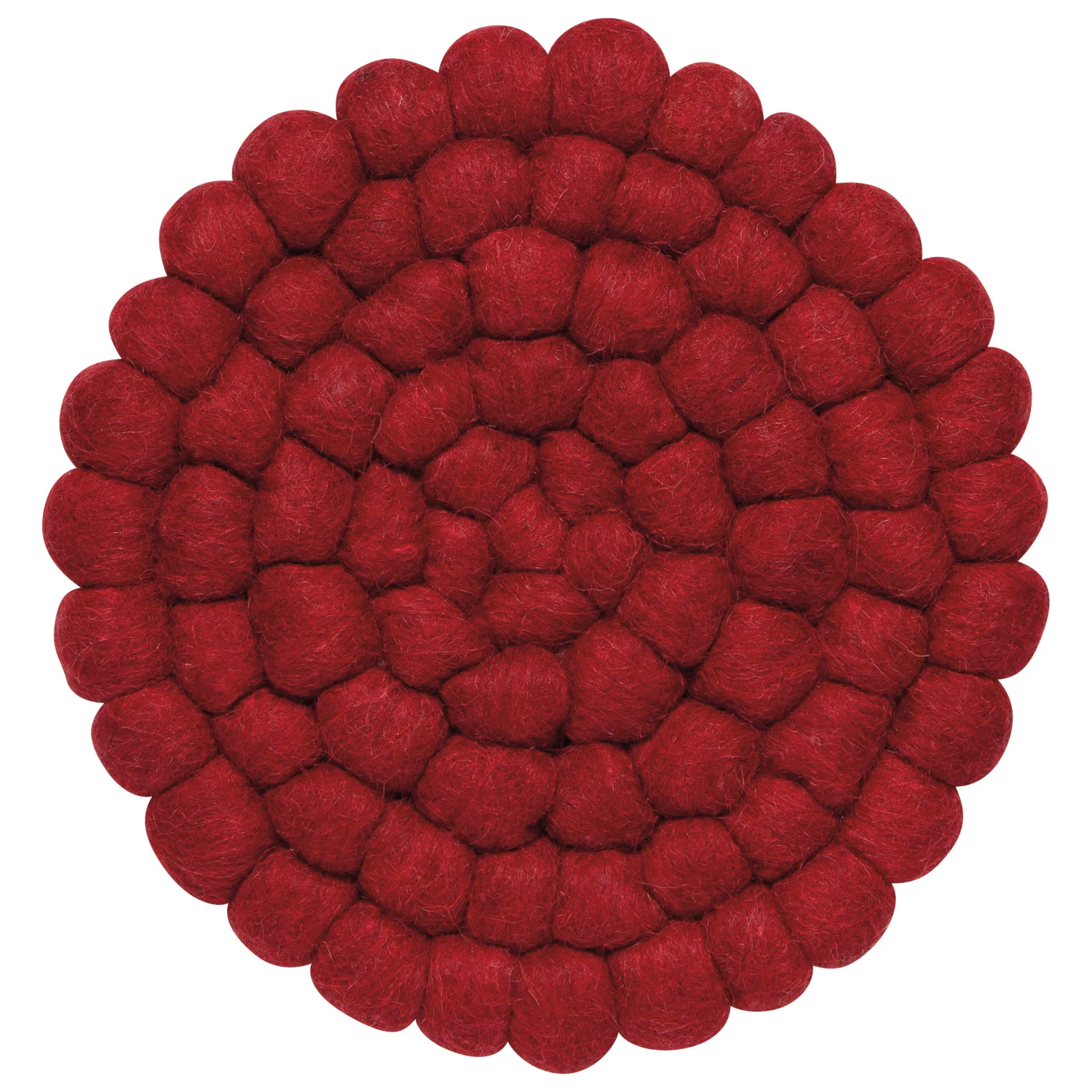 Trivet - Chili Red Wool Felt Ball