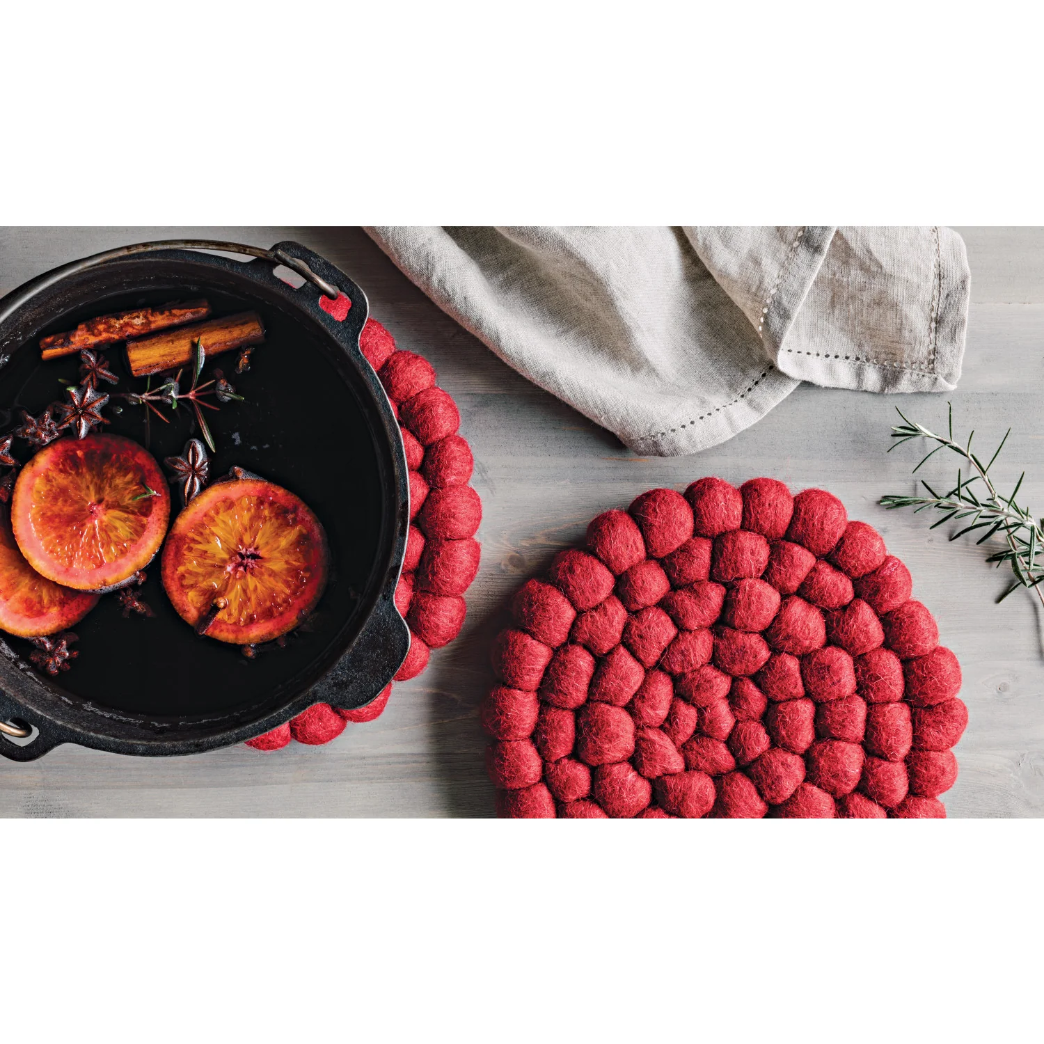 Trivet - Chili Red Wool Felt Ball - Image 2