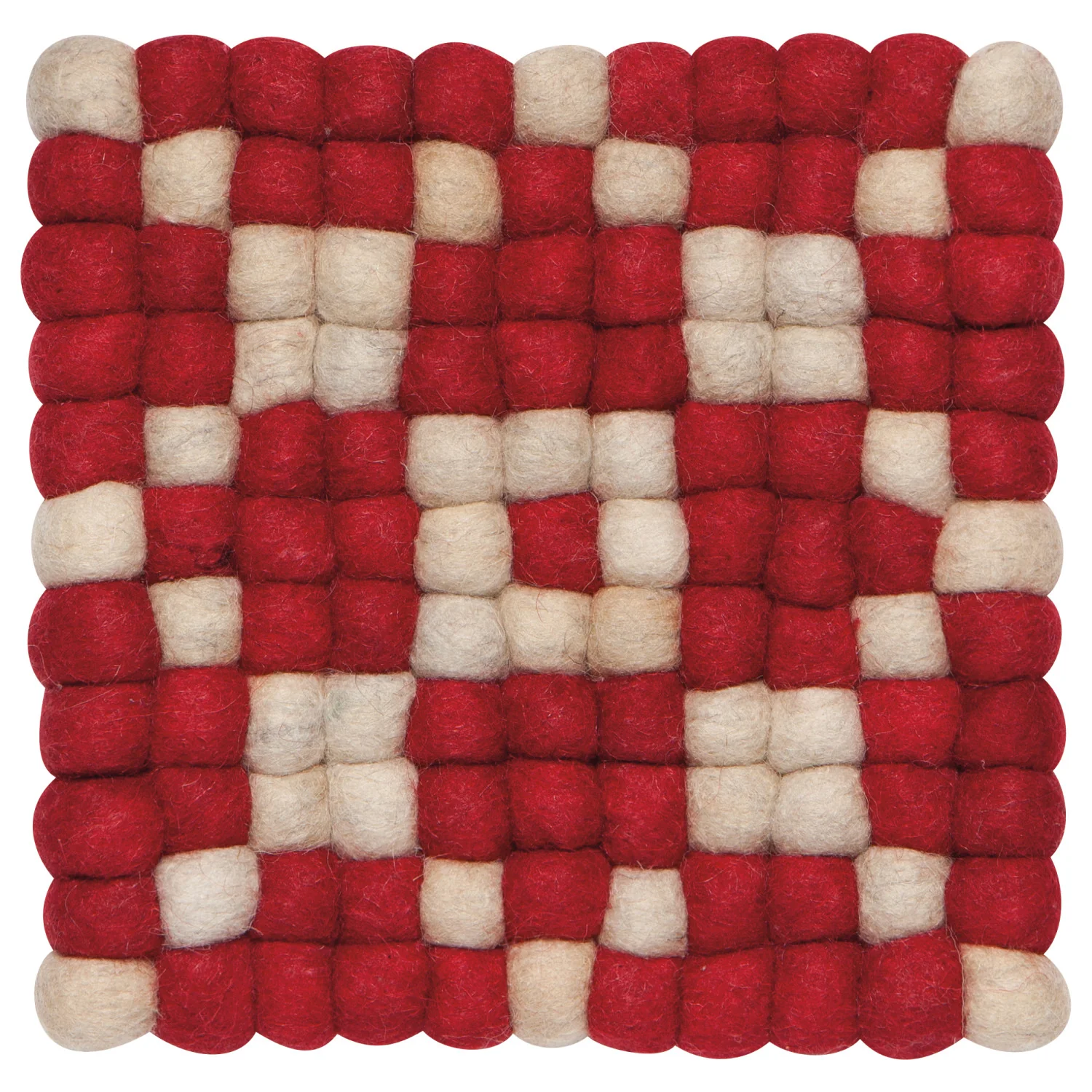 Trivet - Cranberry Wool Felt Ball
