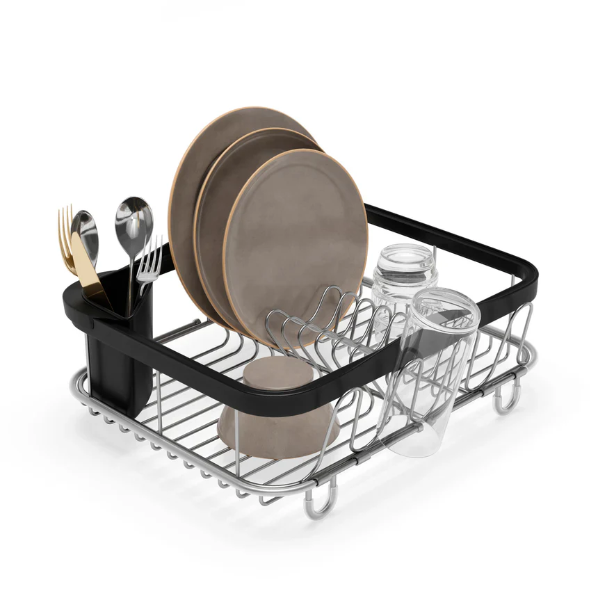 Umbra Sinkin Multi Use Dish Rack - Black-Nickel