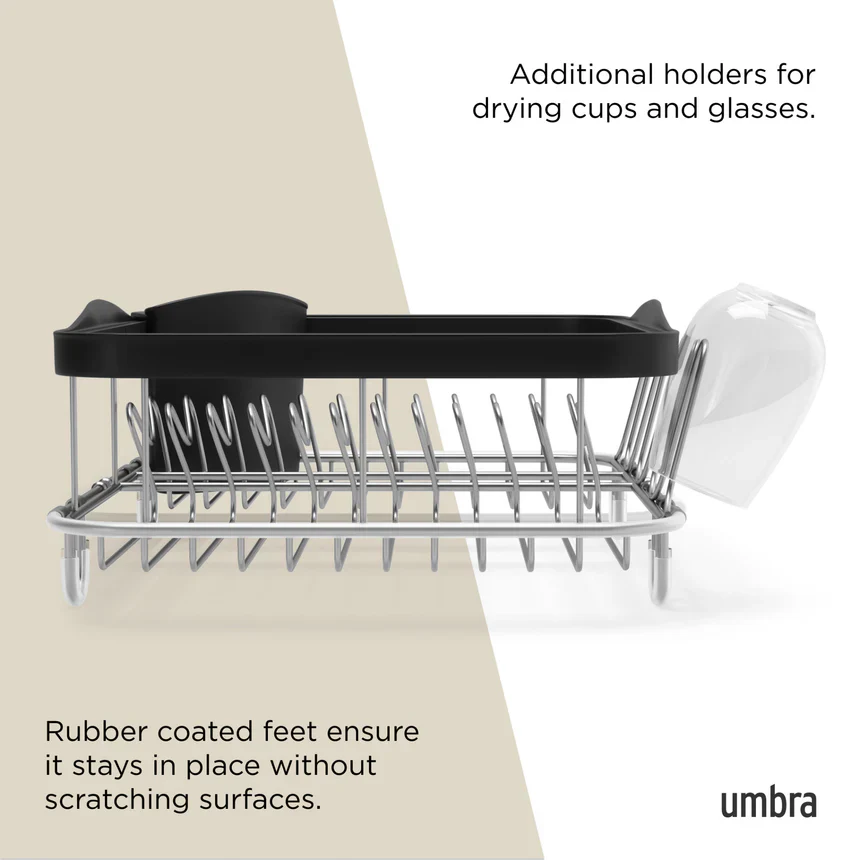 Umbra Sinkin Multi Use Dish Rack - Black-Nickel - Image 5