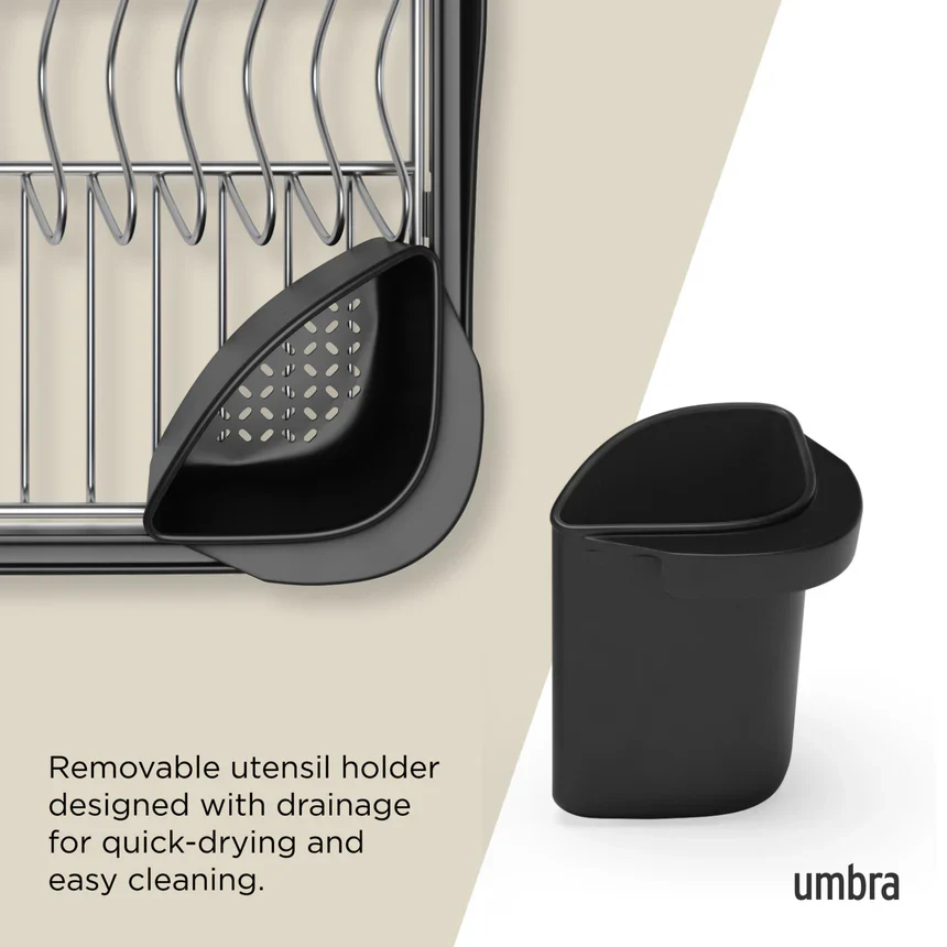 Umbra Sinkin Multi Use Dish Rack - Black-Nickel - Image 6