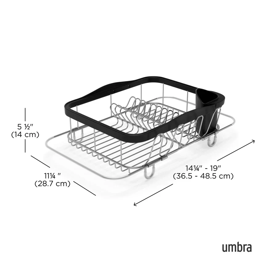 Umbra Sinkin Multi Use Dish Rack - Black-Nickel - Image 7