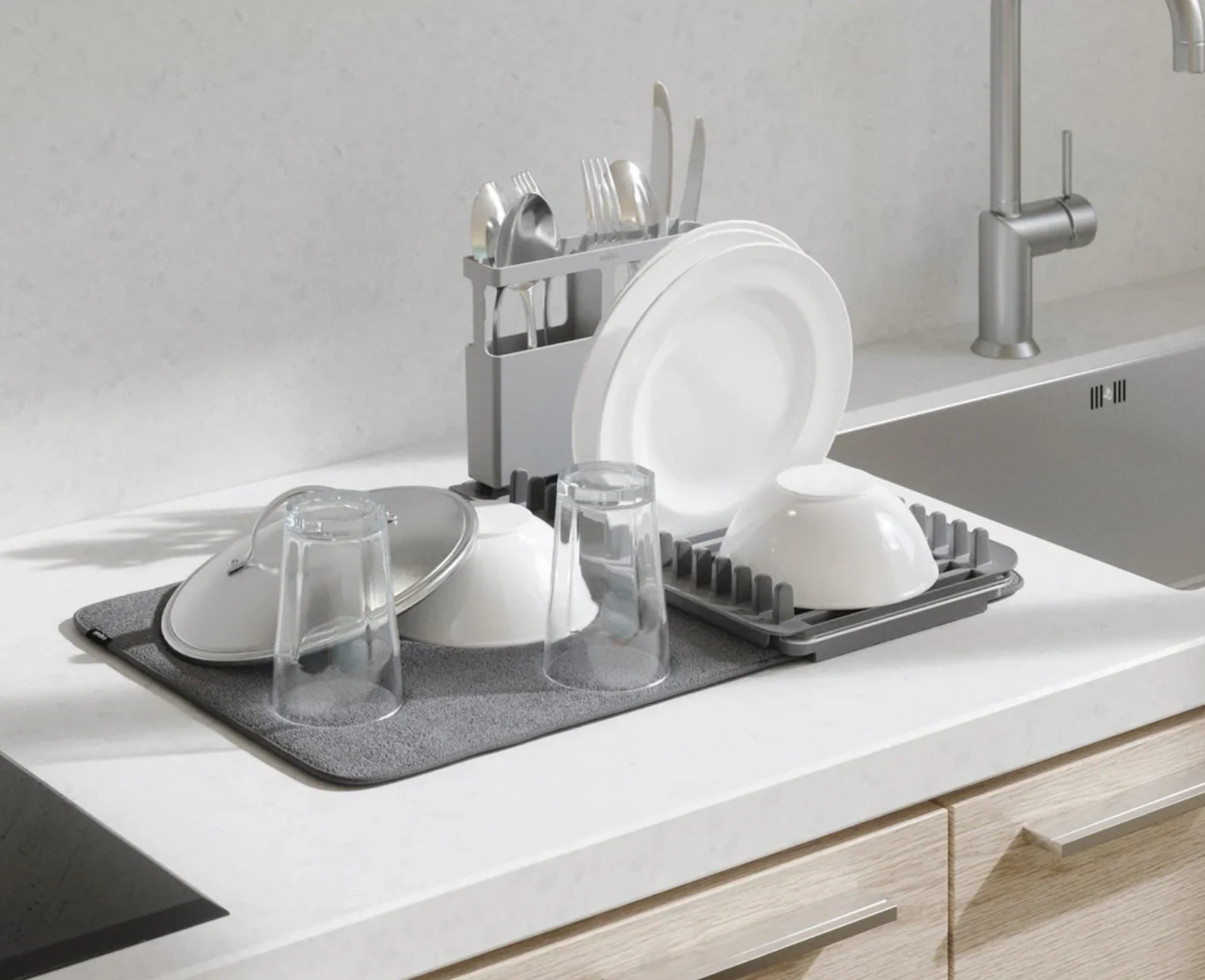 Umbra UDry Over the Sink Dish Rack with Mat - Charcoal - Image 3