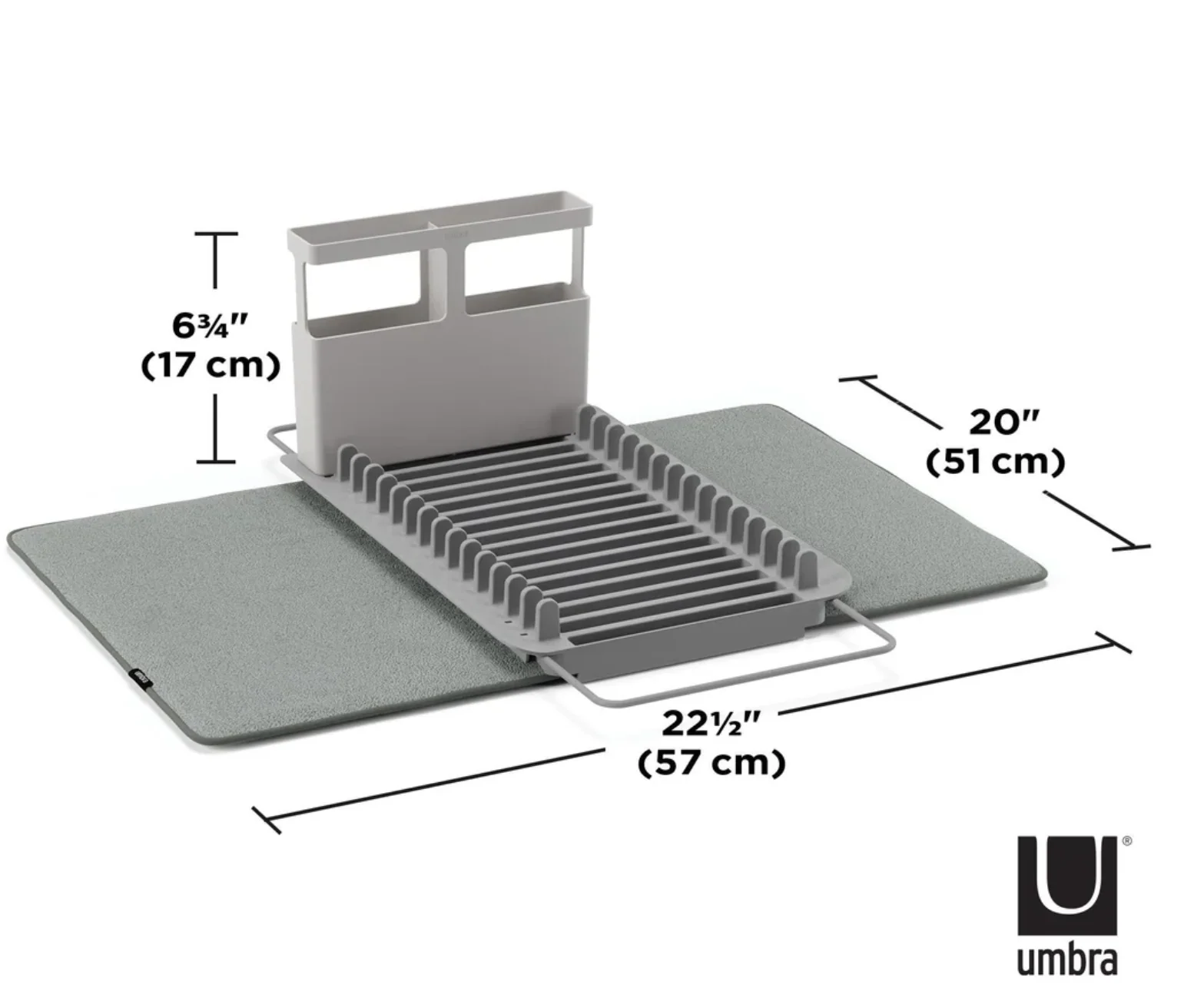 Umbra UDry Over the Sink Dish Rack with Mat - Charcoal - Image 7