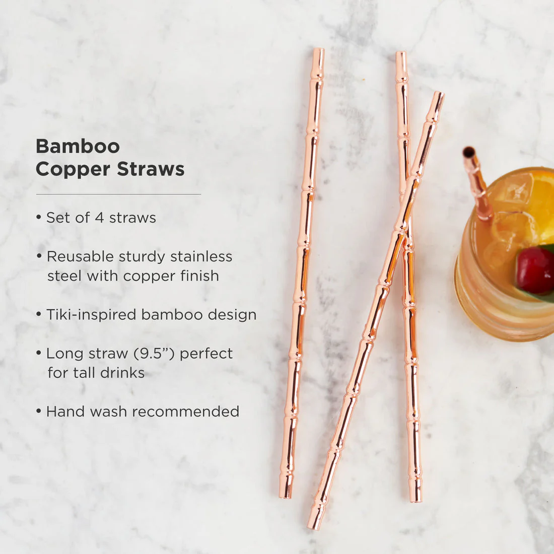 Viski Bamboo Cocktail Straws S/4 - Copper (40% off at checkout) - Image 4