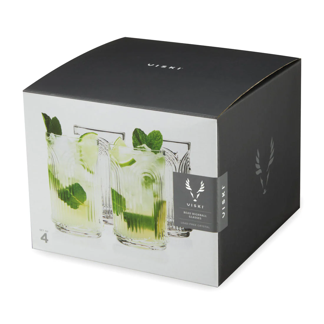 Viski Crystal Deco Beau Highball - 18oz/532ml - Image 7