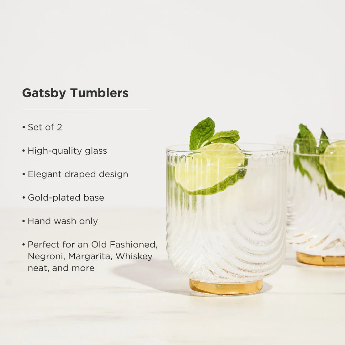 Viski Gatsby Glass Tumblers - 12oz / 355ml - Image 2