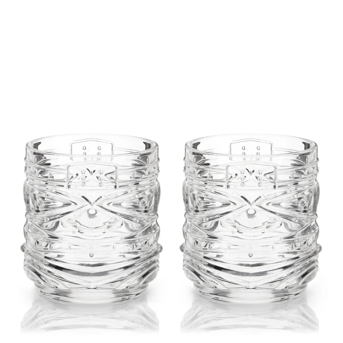 Viski Crystal Tiki Lowball Tumblers Pacific S/2 - 12oz - Image 4