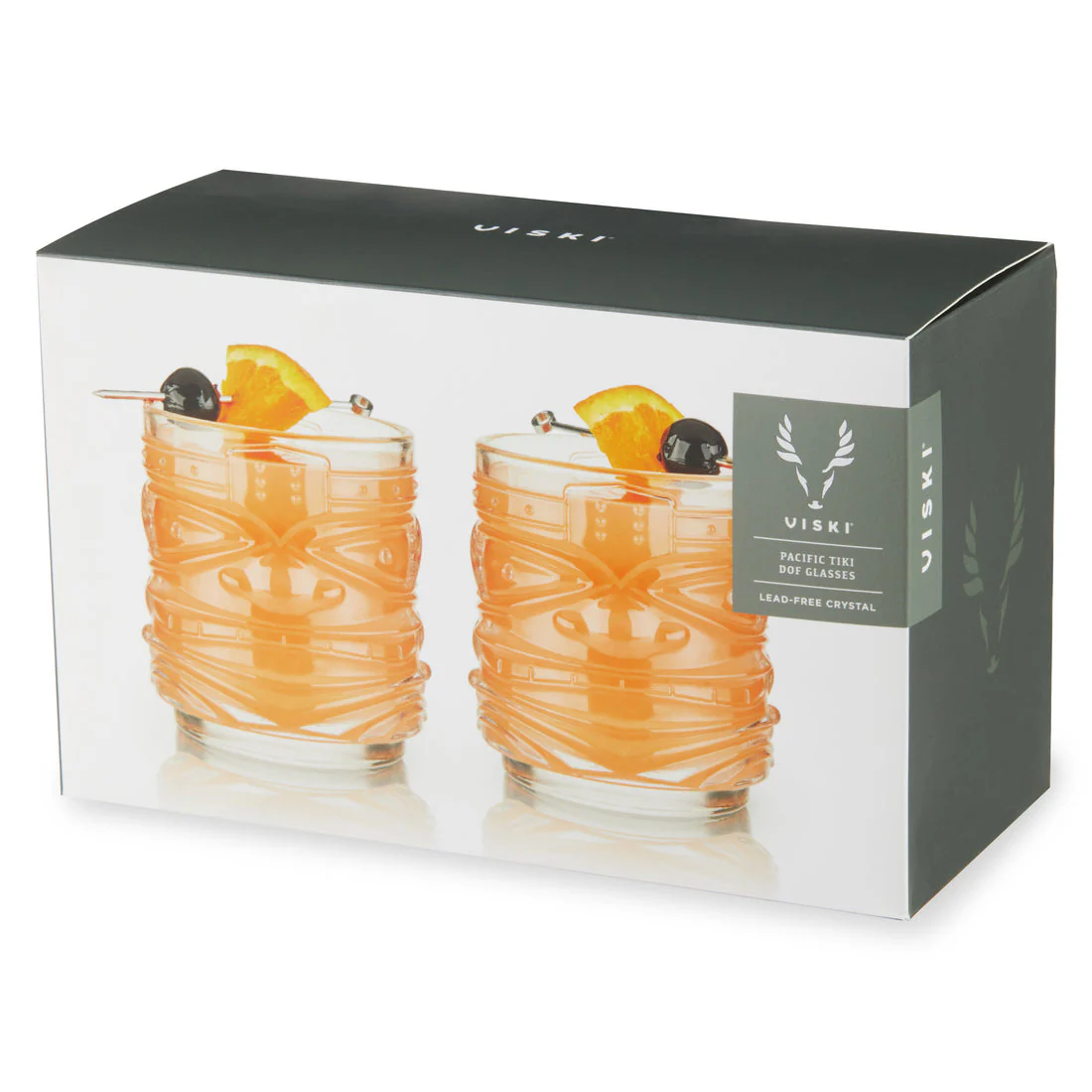 Viski Crystal Tiki Lowball Tumblers Pacific S/2 - 12oz - Image 7